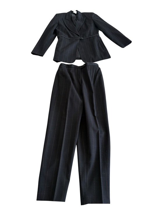 Harve Benard Pants - Harve Benard Black Pinstripe Pantsuit with Tailored Jacket